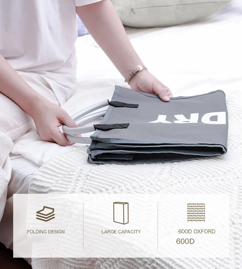 Cloth Laundry Basket Storage Bag Alloy Handle Foldable Hamper Waterproof Oxford Toy Organizer Large Capacity Laundry Bag