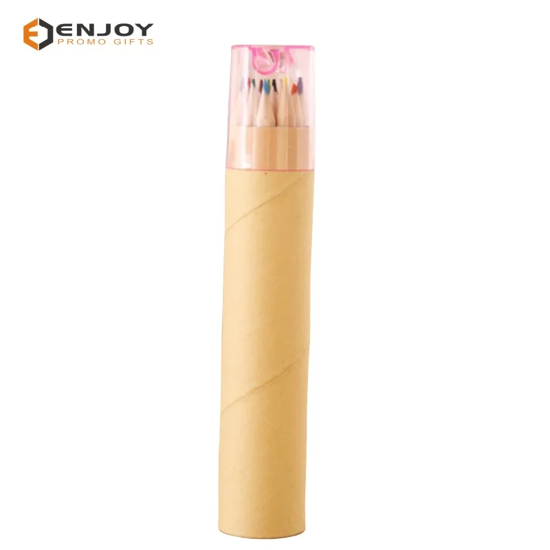 Custom wood color long barrel 12 color lead student painting fillers