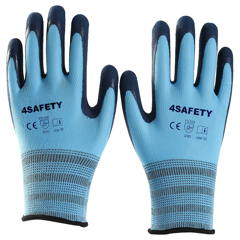 Blue Foam Latex Coated Gloves