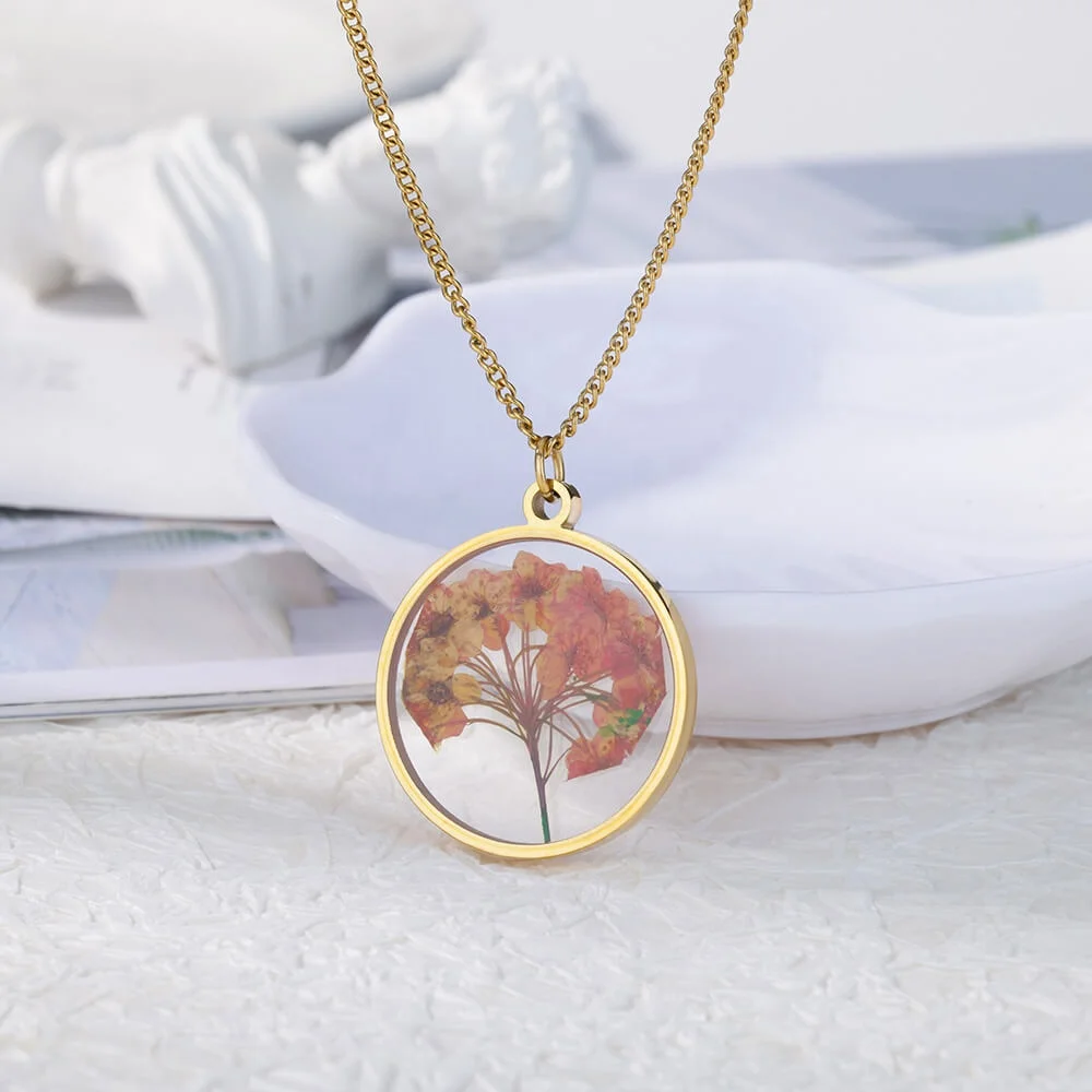 Wholesale new handmade natural plant flower specimens personalized Dried flower fashion women pendant necklaces