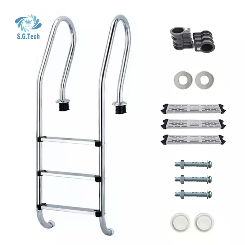 MU Anti-slip Metal Ladder Above Ground Pool Side Ladder Synthetic Ladder Indoor Pool Accessories