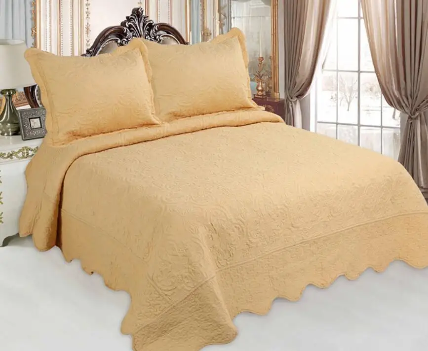 BORYARD Colcha Quilted Bedspread Set Embroidery Quilting Microfiber Bedding for Bedroom