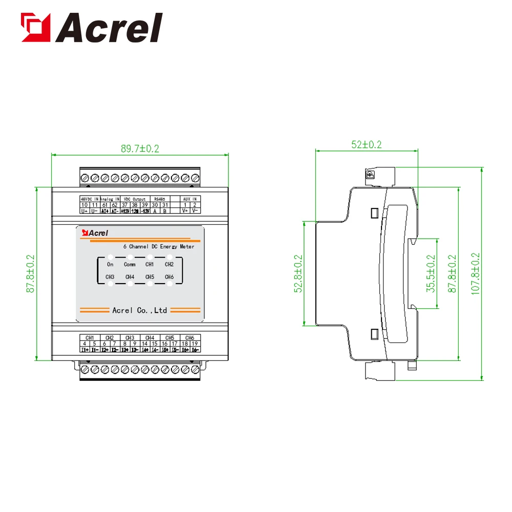 Acrel AMC16-DETT DC Energy Electric Meter rs485 Modbus for Telecom Tower Base Station Equipment Power Monitoring