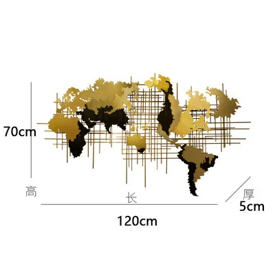 Luxury Gold Metal Hallway Decoration 3D Wall Map