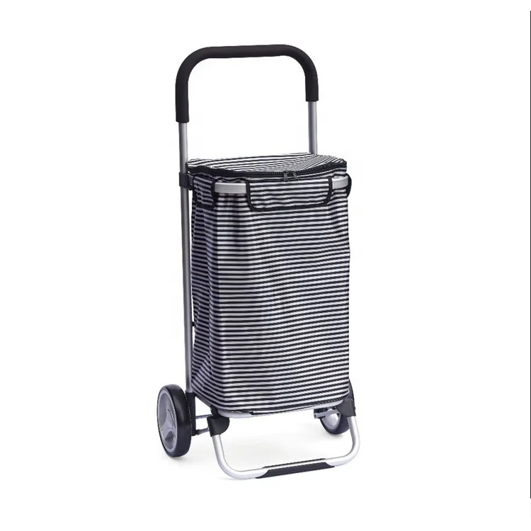 Supermarket Foldable Trolley Shopping Bag Vegetable Folding Shopping Trolley Cart