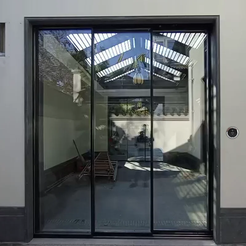 Pocket Door Slide System with Smart Lock Slim Frame Patio Automatic Sliding Doors