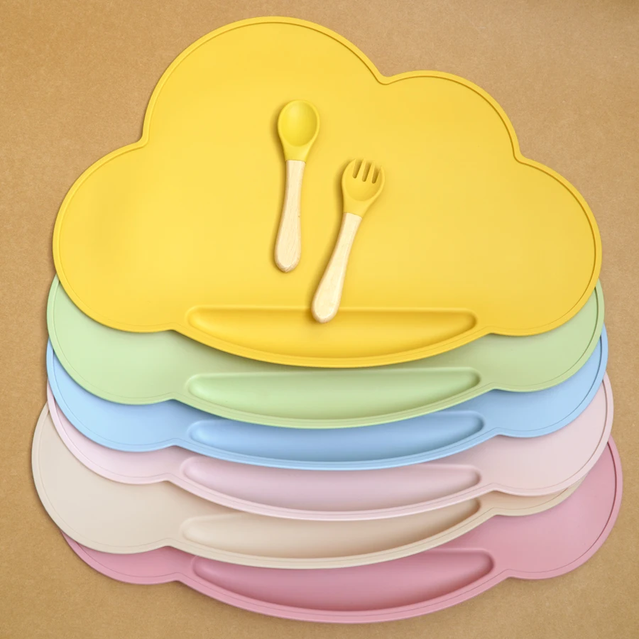 Silikong Non-Slip Silicone Placemats for Kids BPA Free Dishwasher Safe Easy to Clean customized cloud shape placemat