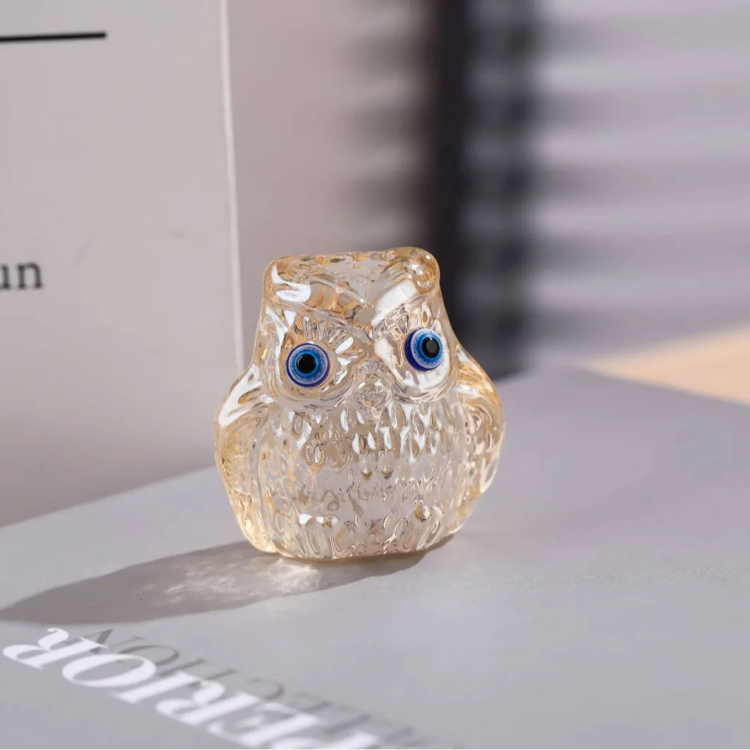 Owl blue eyes crystal crafts glass parent-child decoration ornaments living room home decoration