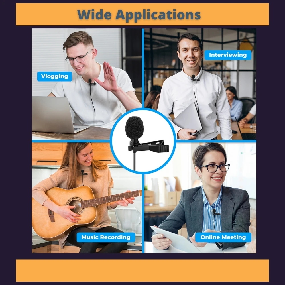 Panvotech Professional Omnidirectional Streaming Wired Camera Recording Lapel Mic Microphone For Phone