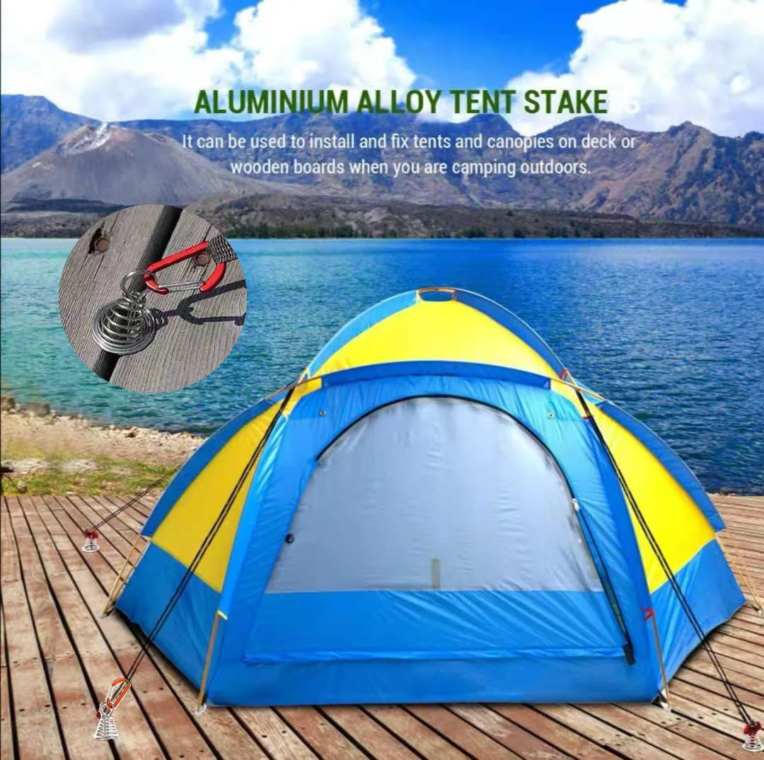 hot sale multifunctional Outdoor Camping tent nail Buckle Adjustable Stainless Steel Octopus Rope Buckle Deck Peg With Carabiner