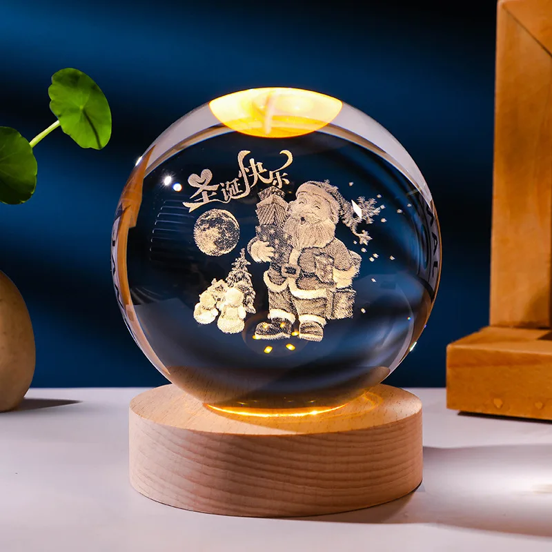 6cm With Galaxy And Planet 3d Interior With Led Lights Christmas Decorations Table Lamp Crystal Ball Night Light