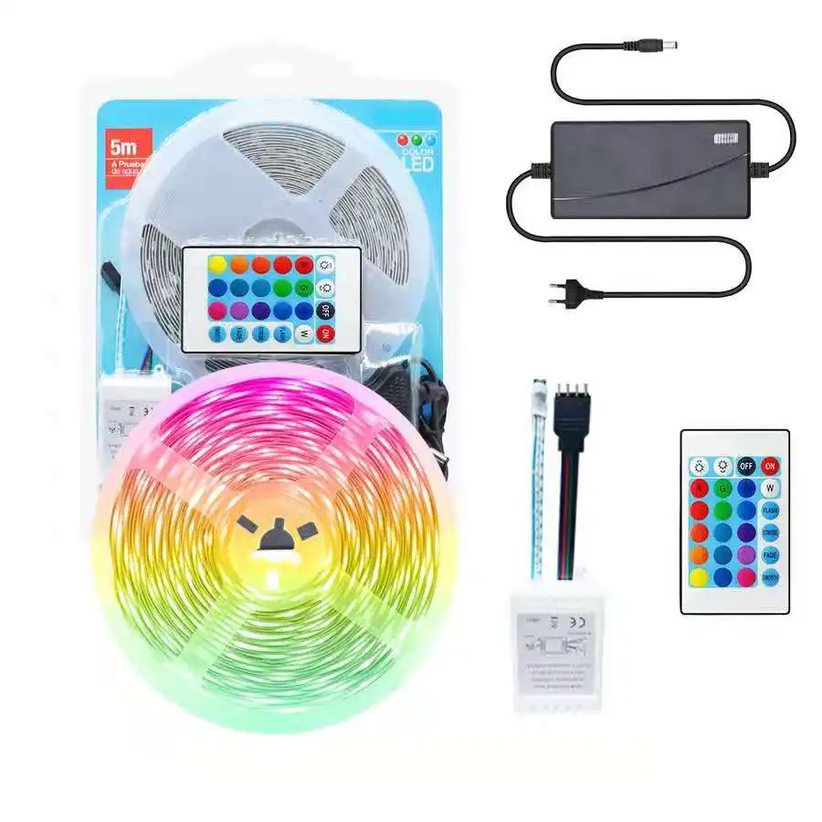 5 м IP20 12 В 5050RGB 150 светодиодная полоса набор блистеров 24/44Key ИК контроллер в ЕС адаптер RGB5050 комплект RGB