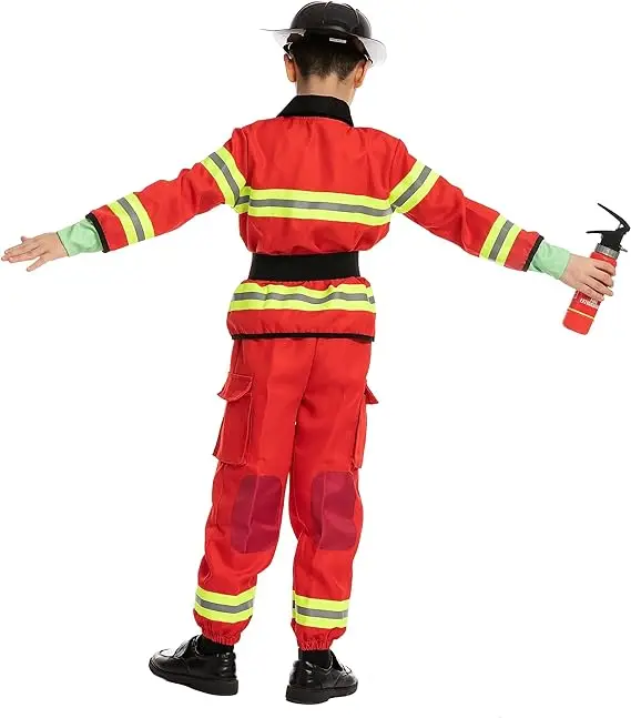 Creations Kids Firefighter Costume with Complete Firefighter Accessories for Kids Halloween Dress Up Parties Fireman Role Play