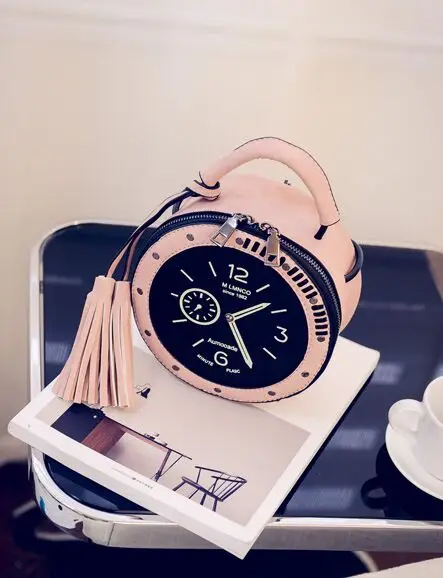 
Newest High Quality Clock Design Mini Shoulder Bag Travelling Sports Tote Bag Lady Handbags Custom Logo with tassel 