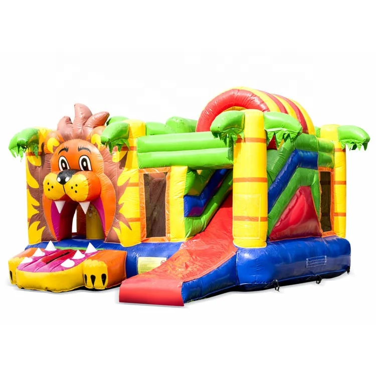 2021 New arrival inflatable lion jumper combo popular bouncy castle slide cute tiger commercial slide bouncing castle for rental