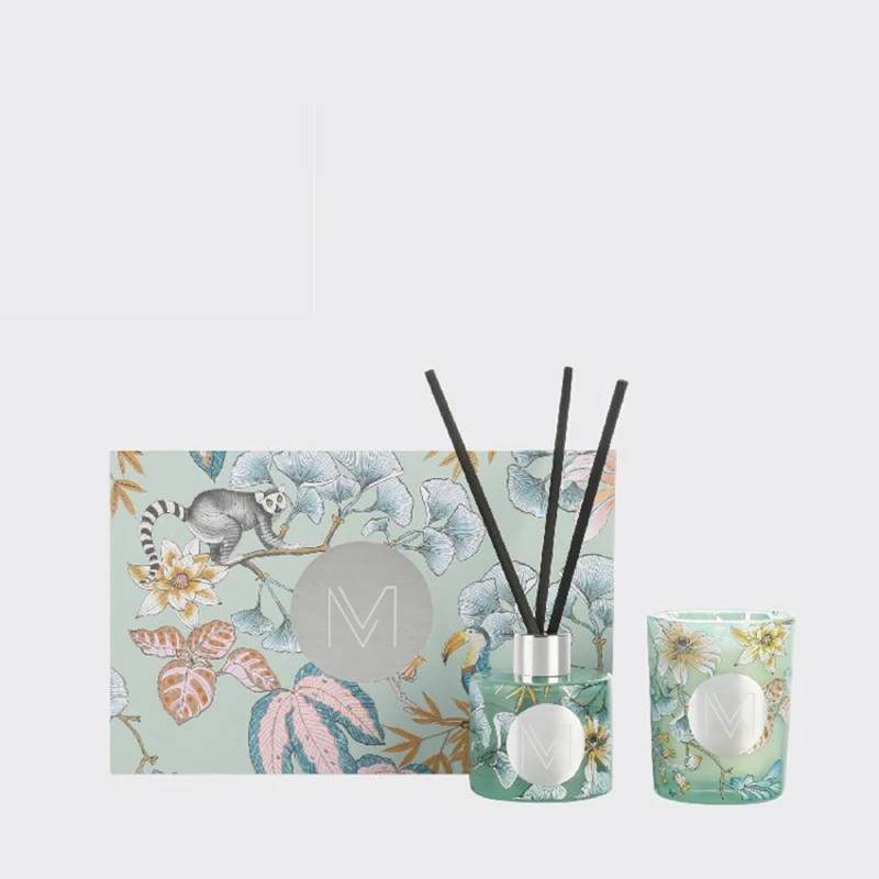 Mescente wholesale private label natural wax essential oil reed diffuser scented candles with crystals