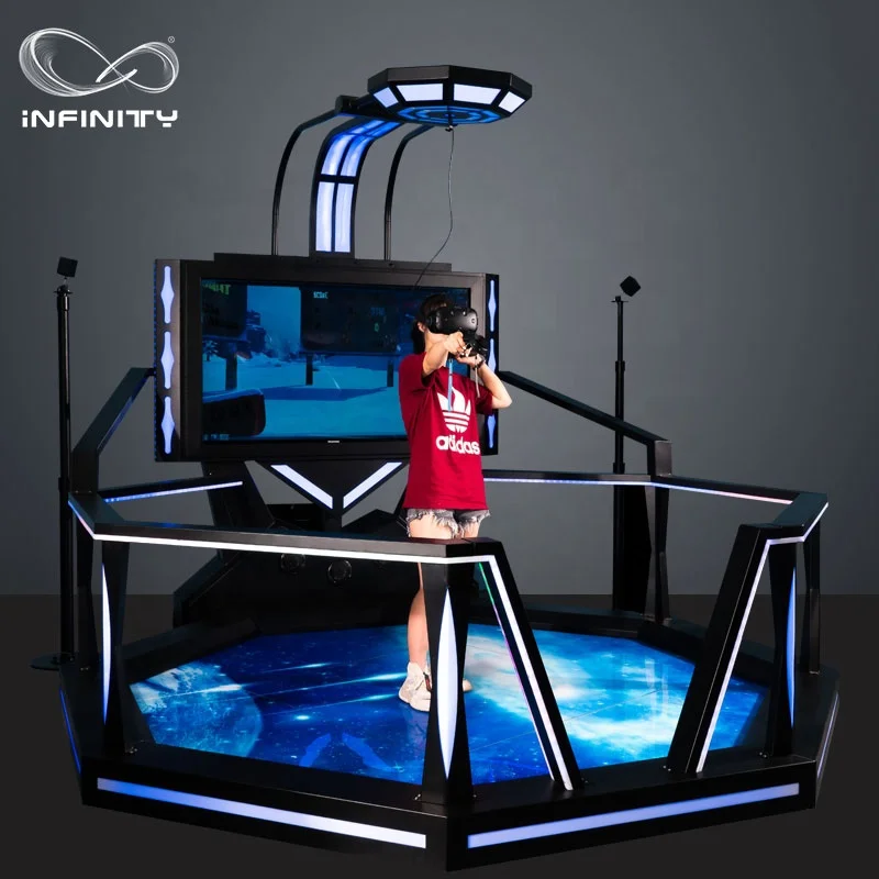 9D VR Standing Interactive Shooting Simulator Game Entertainment Theme Park In One Kids Virtual Reality Interactive Arcade Game