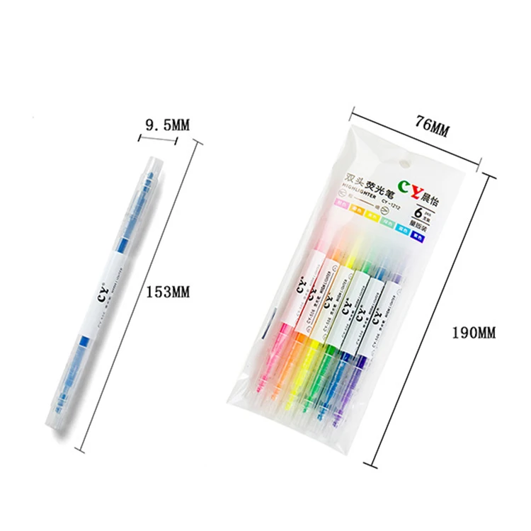 Transparent Plastic Pen Holder with Double Nibs Highlighters Set Custom Office Stationery for School Supply