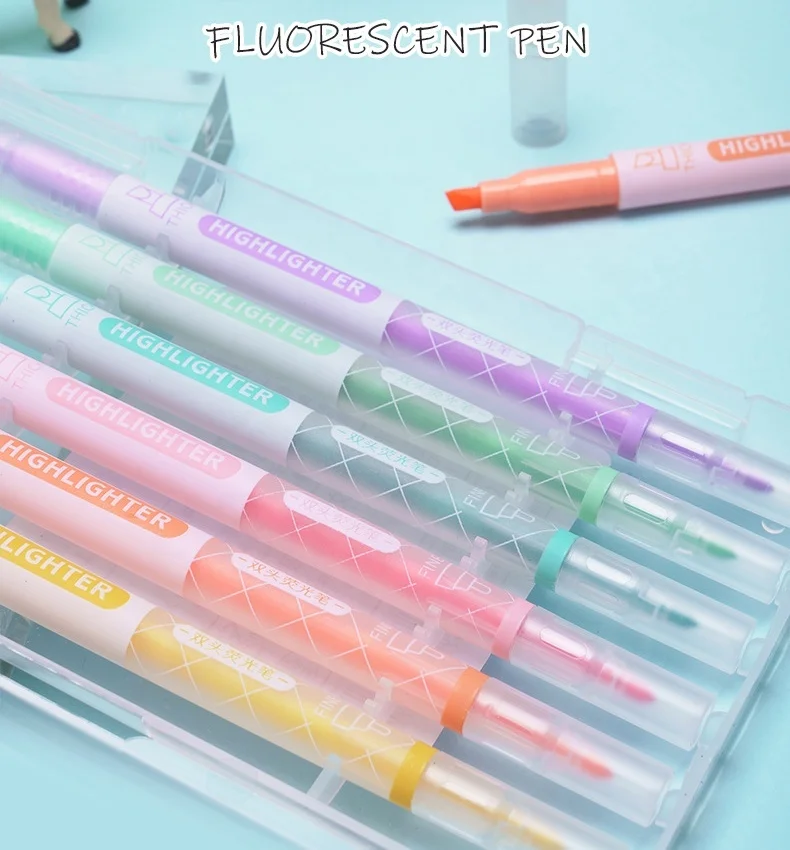 Double-head color-layering highlighter Stackable colors can be painted with Kawaii flash color-changing marker highlighter
