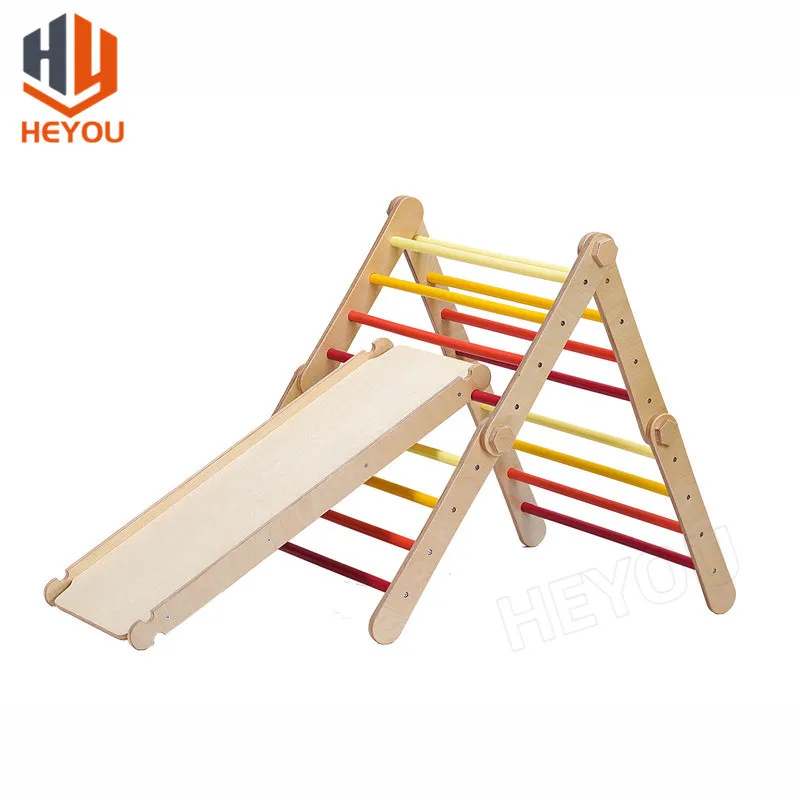 Convertible Kids Wooden Climbing Triangle Folding Large Climbing Frame Play Gym Toddler Montessori Indoor Playground