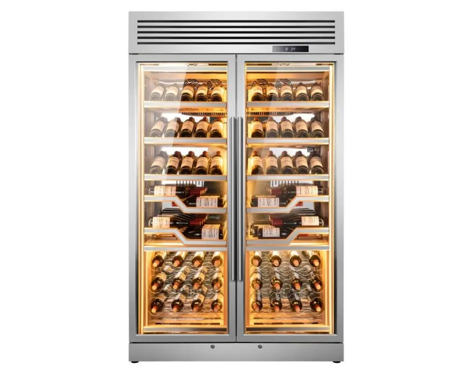Vinopro Single Zone Electric Compressor Wine Cooler 800L 112 Bottles  Glass Door Household Wine Fridge 3 Shelf for options