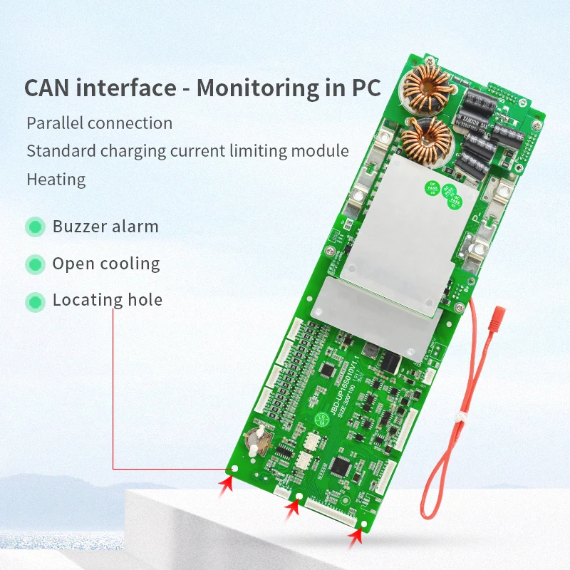 JiaBaiDa 15S 16S 48V 100A 200A ESS Smart BMS с ЖК-дисплеем UART RS485 для системы управления аккумулятором хранения энергии