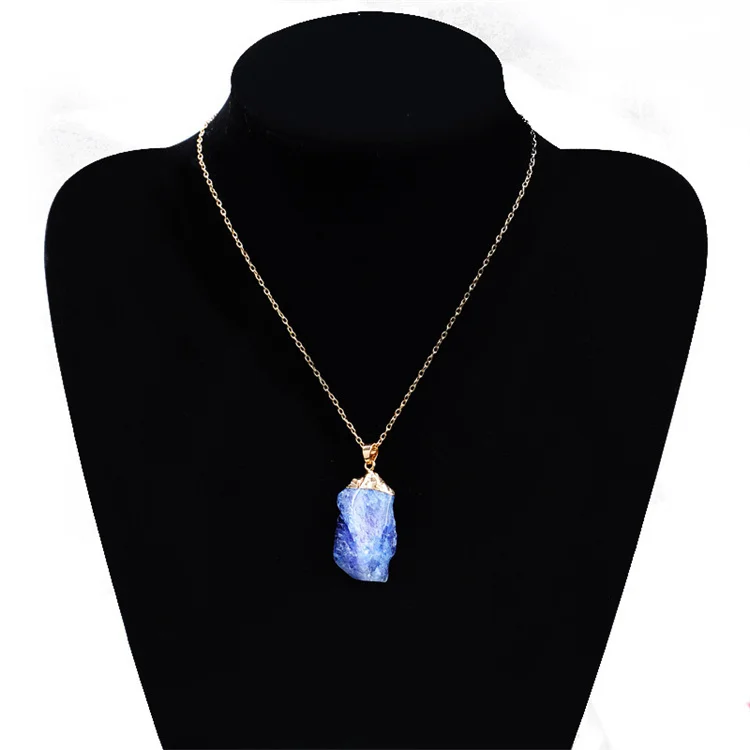 Wholesale Healing Irregular Gemstone Natural Rainbow Crystal Dipped Rock Rough Raw Amethyst Druzy Stone Pendants Necklace