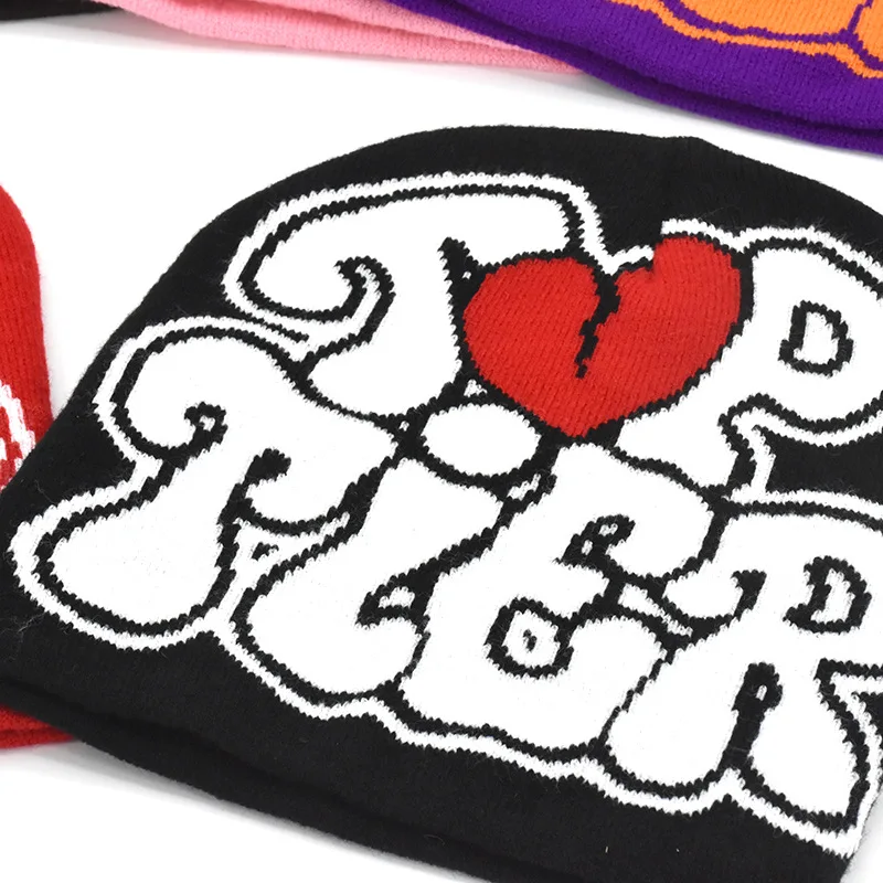 Unisex trending acrylic knit winter hat Custom jacquard logo hip hop Y2K beanie hats