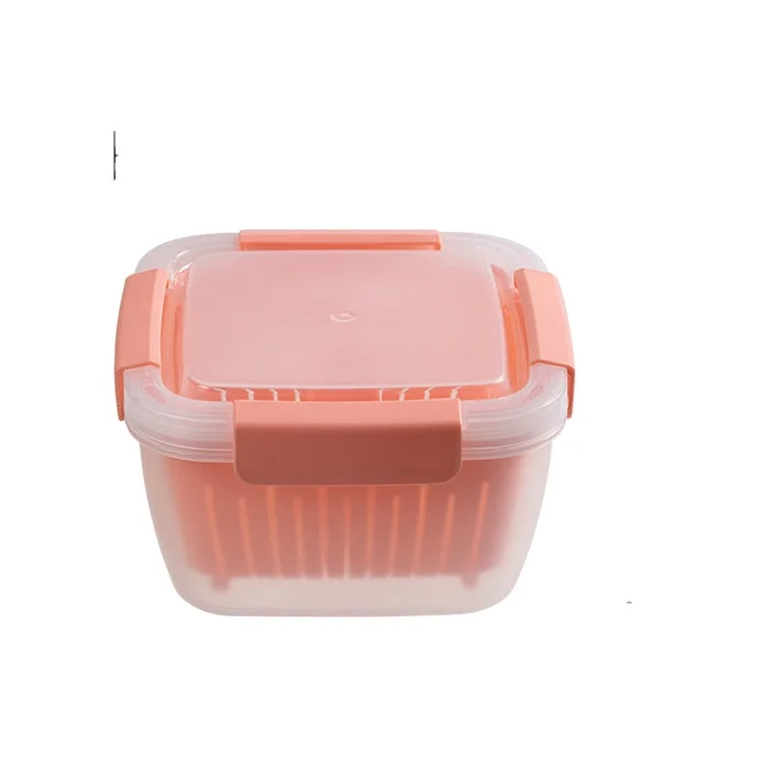 Plastic kitchen vegetable washing double layer drain storage basket storage box with plastic lid plastic storage box with lock