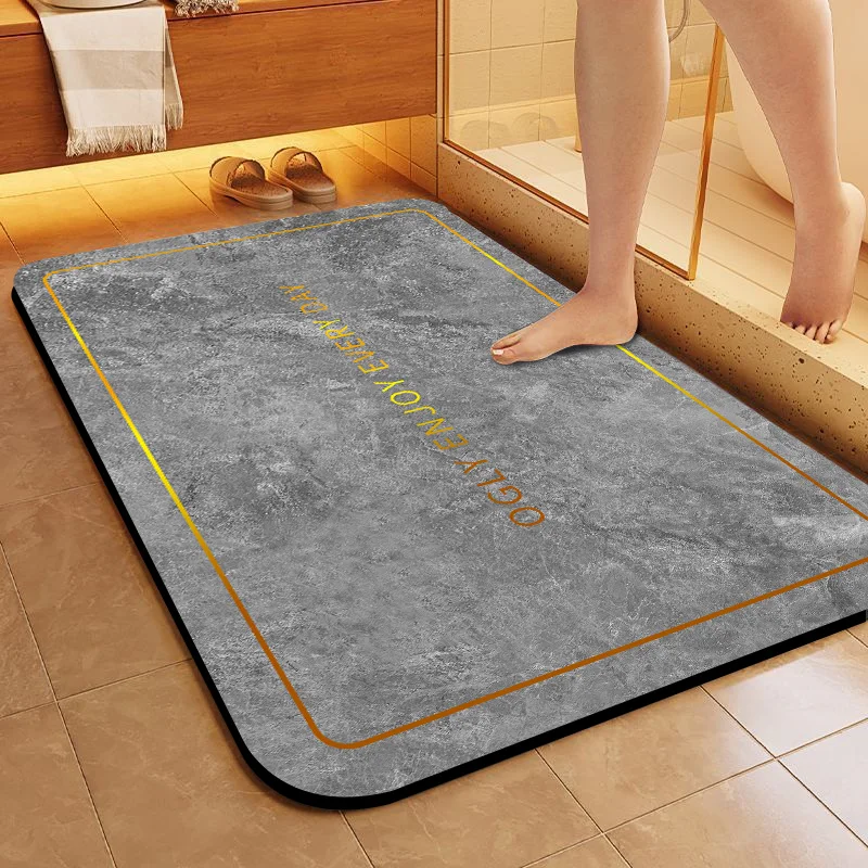 gray door mat Geometric printing custom carpet soft diatomite stone bath mat absorbent rug