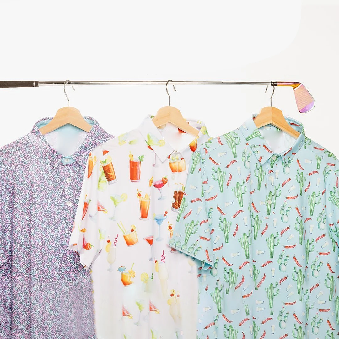 Wholesale golf clothes custom logo 88% polyester 12% spandex new design sublimation patterns men quick dry golf polo shirt