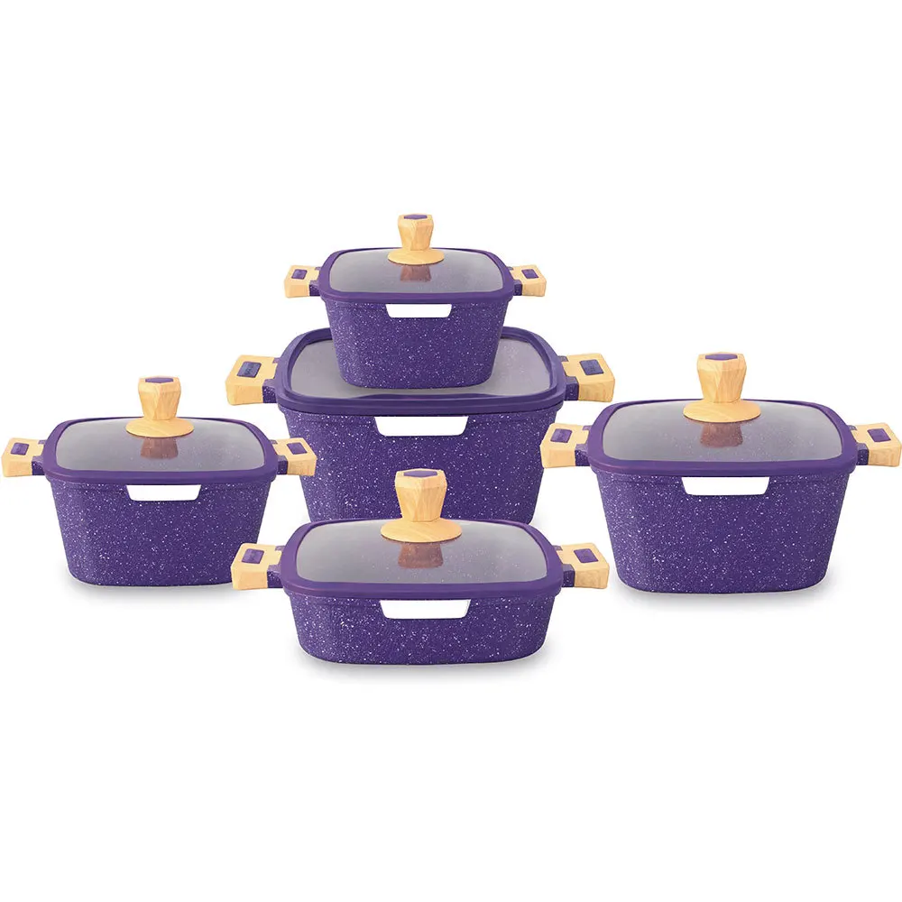 Ready Ship Stock 10pcs set Cooking Pot Set  Cookware Granite Double Boilers Multifunction Cooking Pot Sets