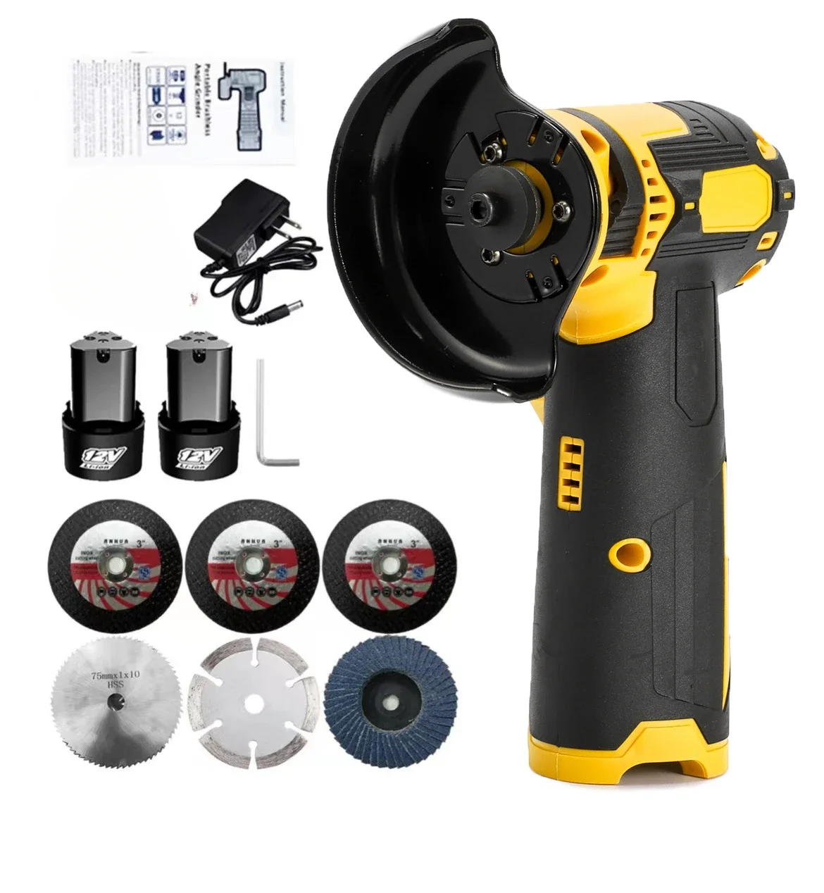 12V Lithium Electric Angle Grinder Wireless Cutting Machine 76mm Multi Saw Blade Set Handheld Mini Cutting Machine