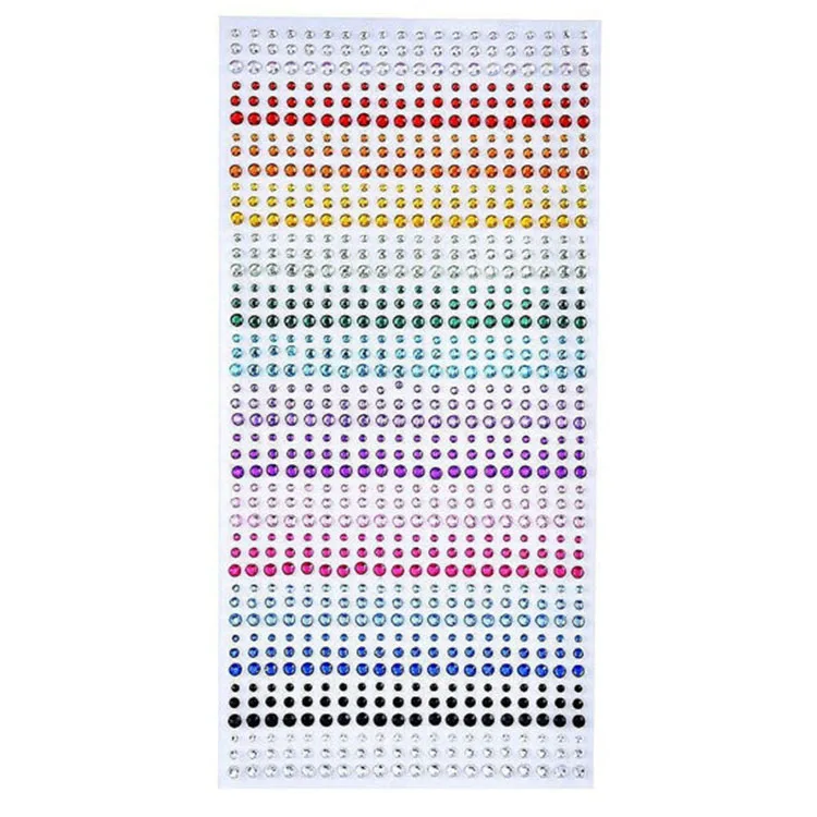 Wholesale Bling Multicolor Acrylic Rhinestone DIY Self Adhesive Sticker Sheet