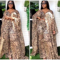 Printed Chiffon Long Cardigan Pants Two Piece Set African Clothes Women Fashion Suit