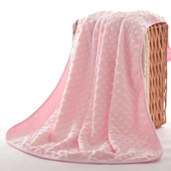 Super Soft Minky Dotted Plush Double Layer Baby Blanket, customized sizes