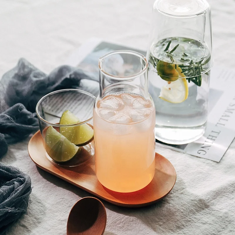 Стеклянный кувшин для воды для одного человека в японском стиле, маленькая емкость, с одной чашкой в комплекте, графин с чашкой на выбор