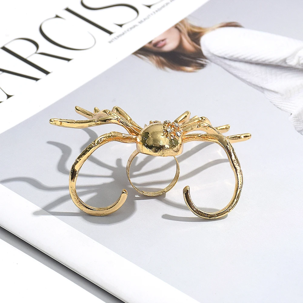 Exaggerated Gold Opening Rings Women Statement Metal Spider Animals Big Trendy Fashion Party Jewelry Engagement Alloy Material