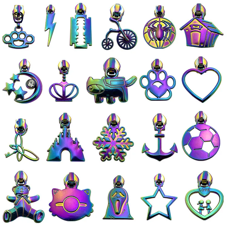 Factory wholesale custom engraving zip zipper puller and slider for dress