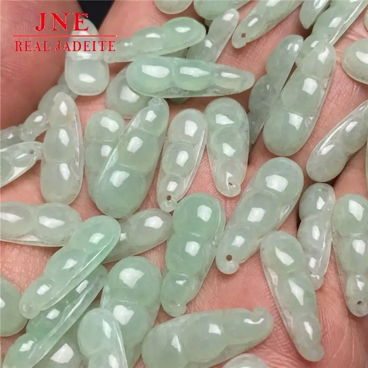 Myanmar A Level Jade Ice Like Green Double Sided Sauteed Green Beans Jade Pendant Jade Crafts Factory Wholesale