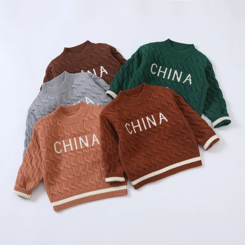 First-Class Service Pledge Wonderful Animal and Cat Elements Boy Winter Sweaters for Kids