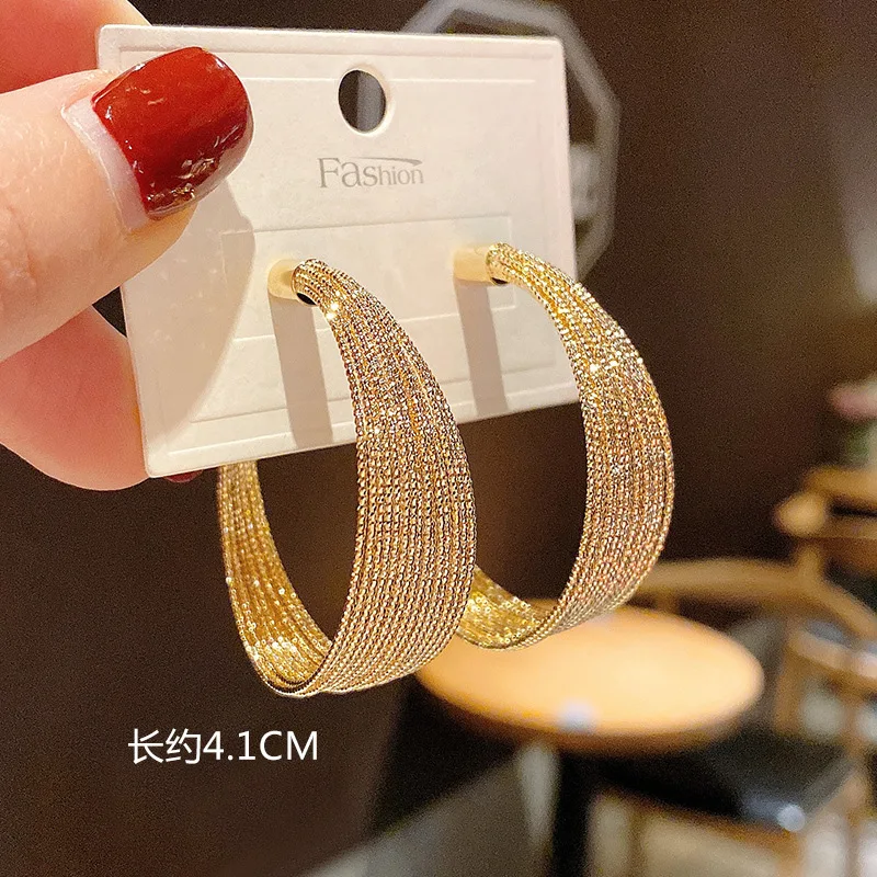 Party Gift Fashion Taki Ladies Round Stainless Steel Jewelry Trendy Hoop Large Gold Plated Big Hoop Earrings For Girl Gift