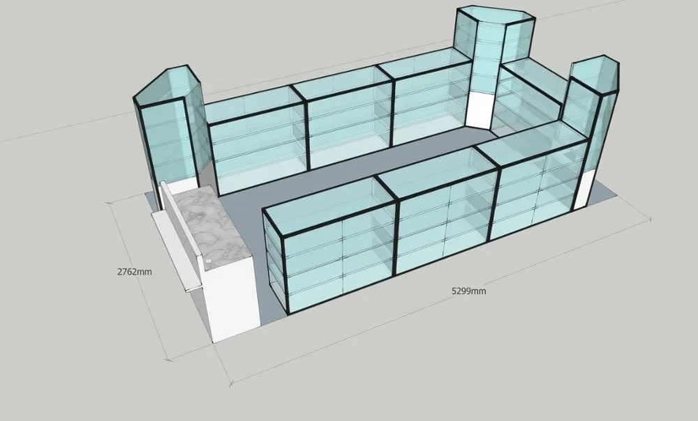 glass kiosk mall for store and shop