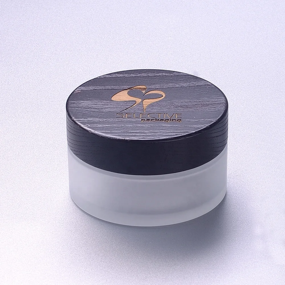 100ml face cosmetic jar with ASH brown wooden lid Hexagonal glass cream jar