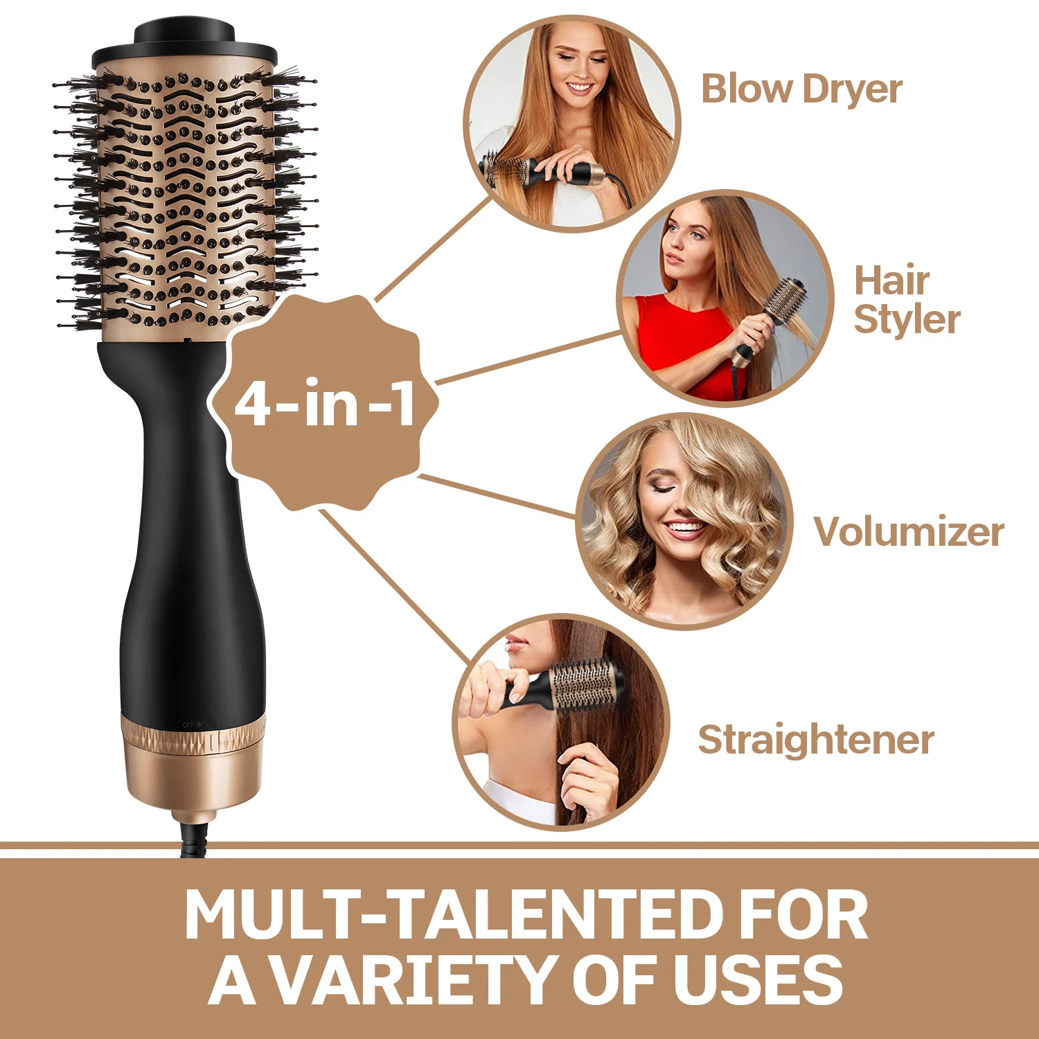 Professional 1000w Hot Air Dryer Brush Ionic Hair Straightener Blower Comb Hot Air Brush