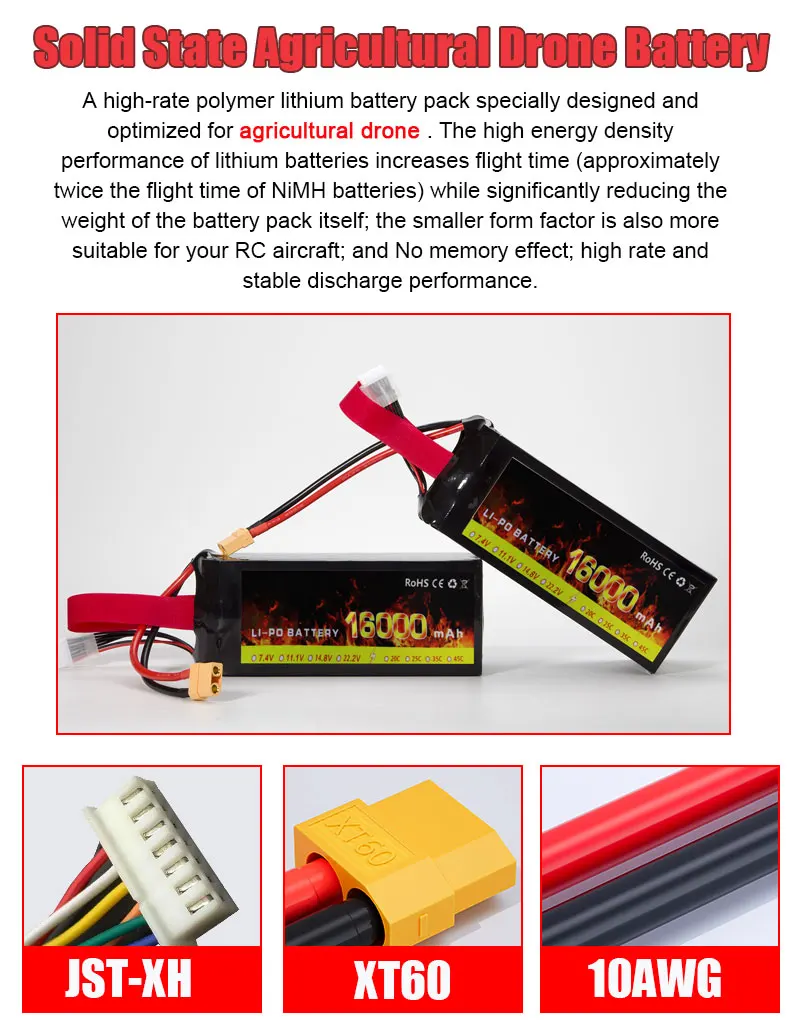 FPV/Drone Battery 6S/12S 16000 MAh 25C 22.2V 44.4V Lipo Battery for FPV/UVA/Agricultural Drone