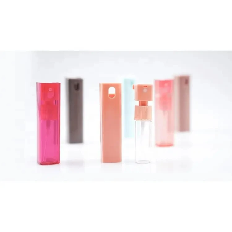 Small travel size 10ml 10 ml empty refillable colorful sprayer plastic perfume spray with glass bottle