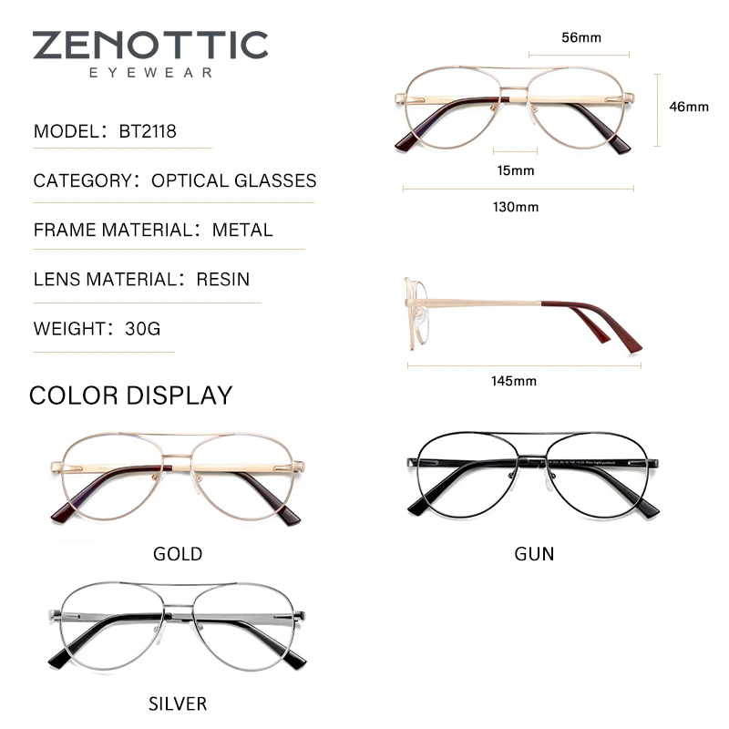 2021 Wholesale Vintage Round Anti Blue Light Glasses Metal Pilot Double Bridge Optical Glasses for Men Women