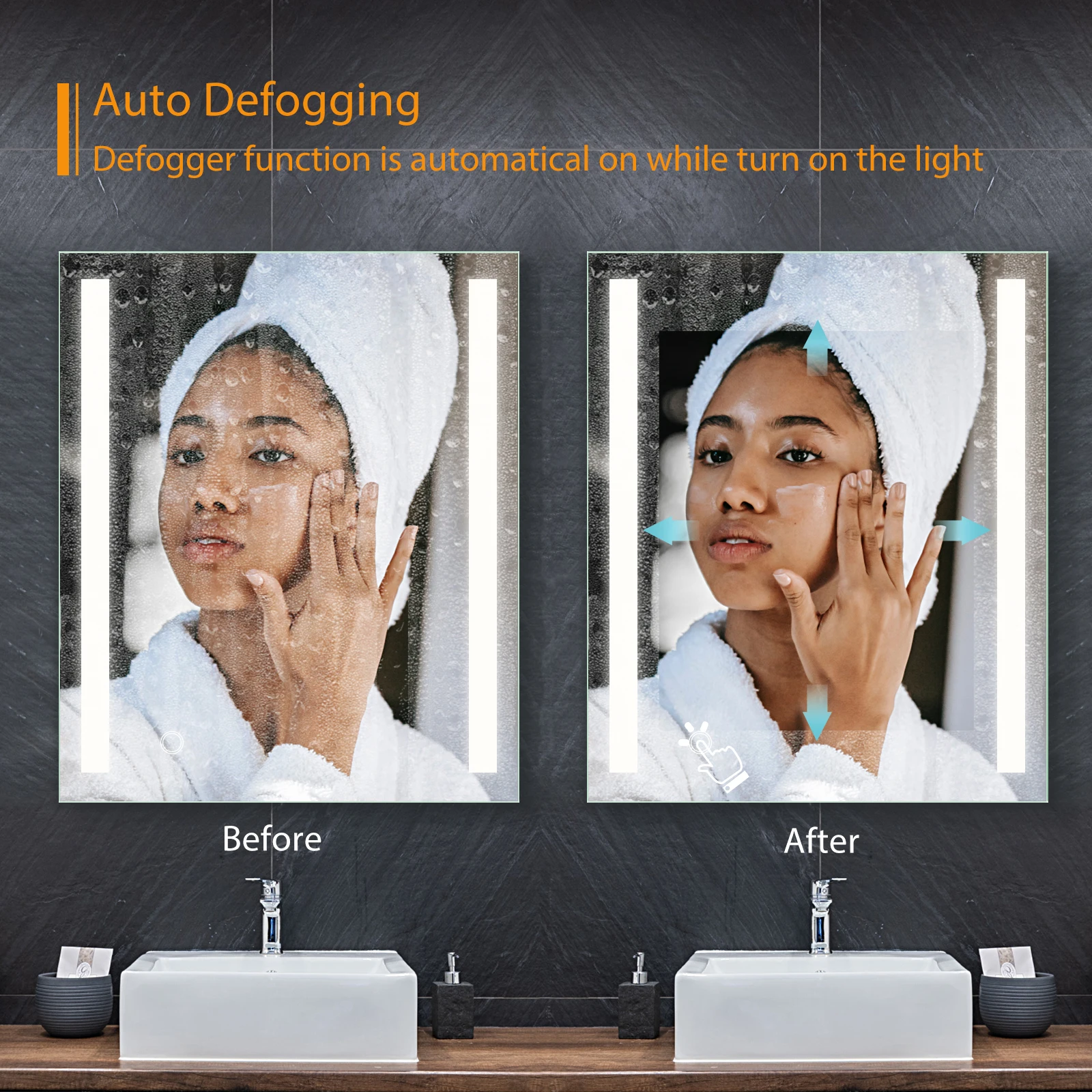 Hot Selling Touch Switch Modern Illuminate Bathroom Mirror Wall Mounted Shower Mirror With LED Mirror For Bathroom