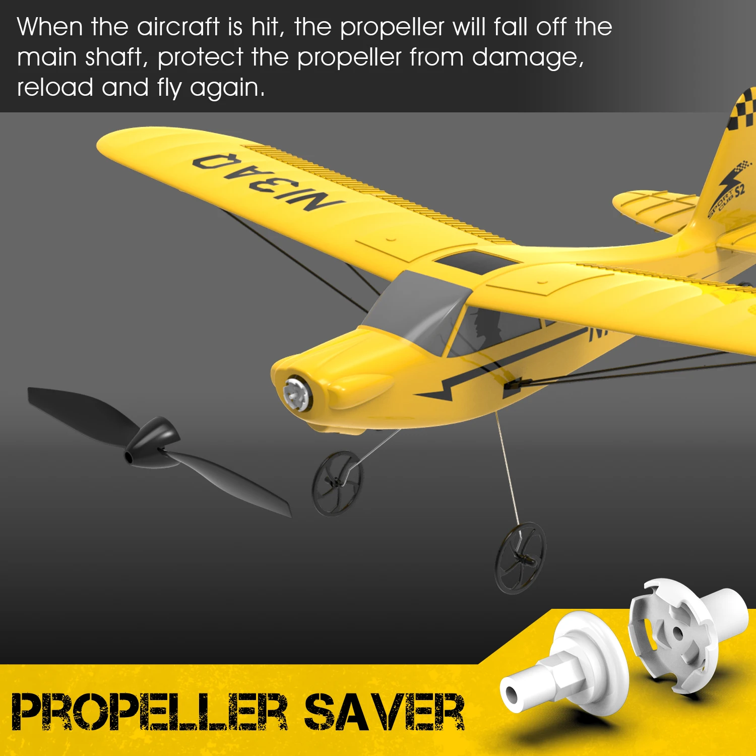 Volantex Sport Cub S2 Yellow 3-CH RC Airplane Park Flyer for Beginner with Gyro Stabilizer 761-14